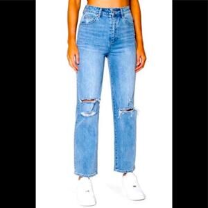 ZGY Denim Reality Blue Trash Organic Cotton High Rise Straight Jeans Sz30